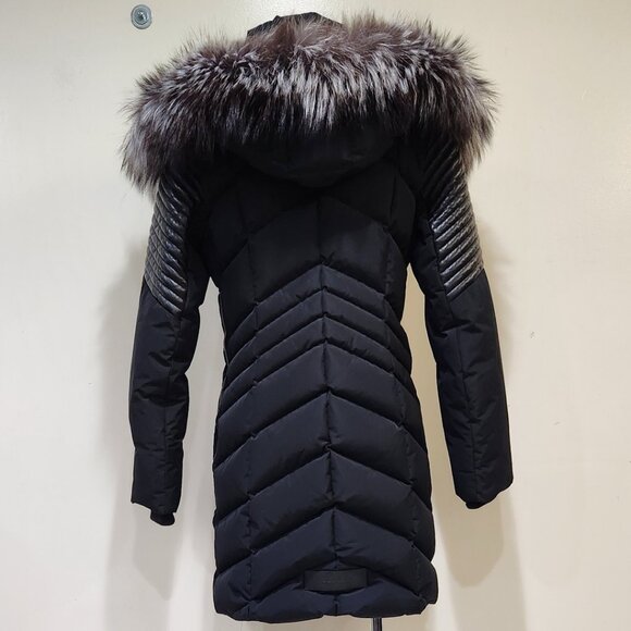 💥HOT ITEM!💥Nicole Benisti Ombre Silver/Black Fox Fur Cortina Leather Down Coat - Picture 5 of 16